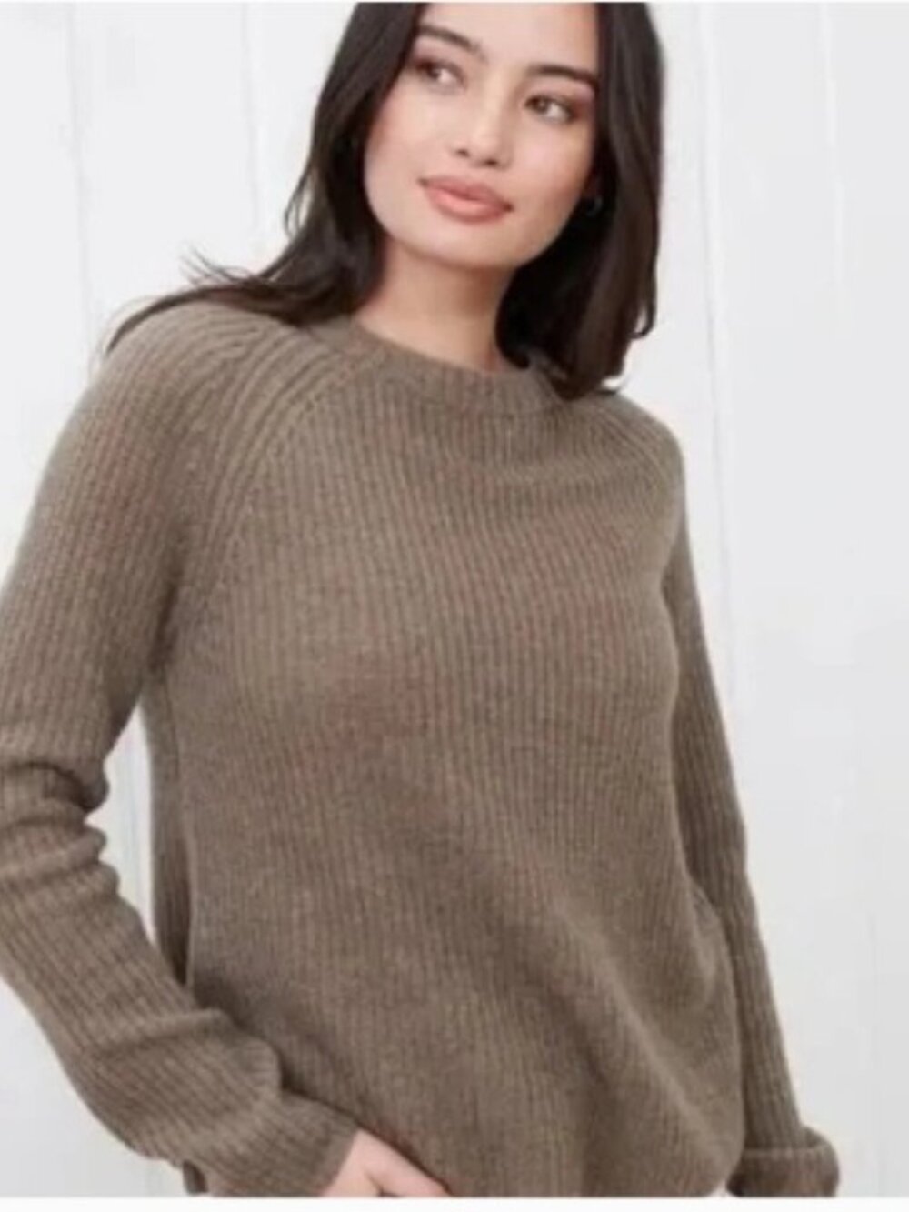Jenni Kayne Cashmere Fisherman Sweater Small Russet Brown Neutral